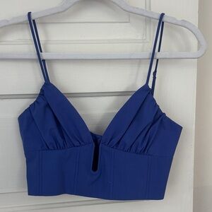 Zara Royal Blue V-Notch Bustier Crop Top